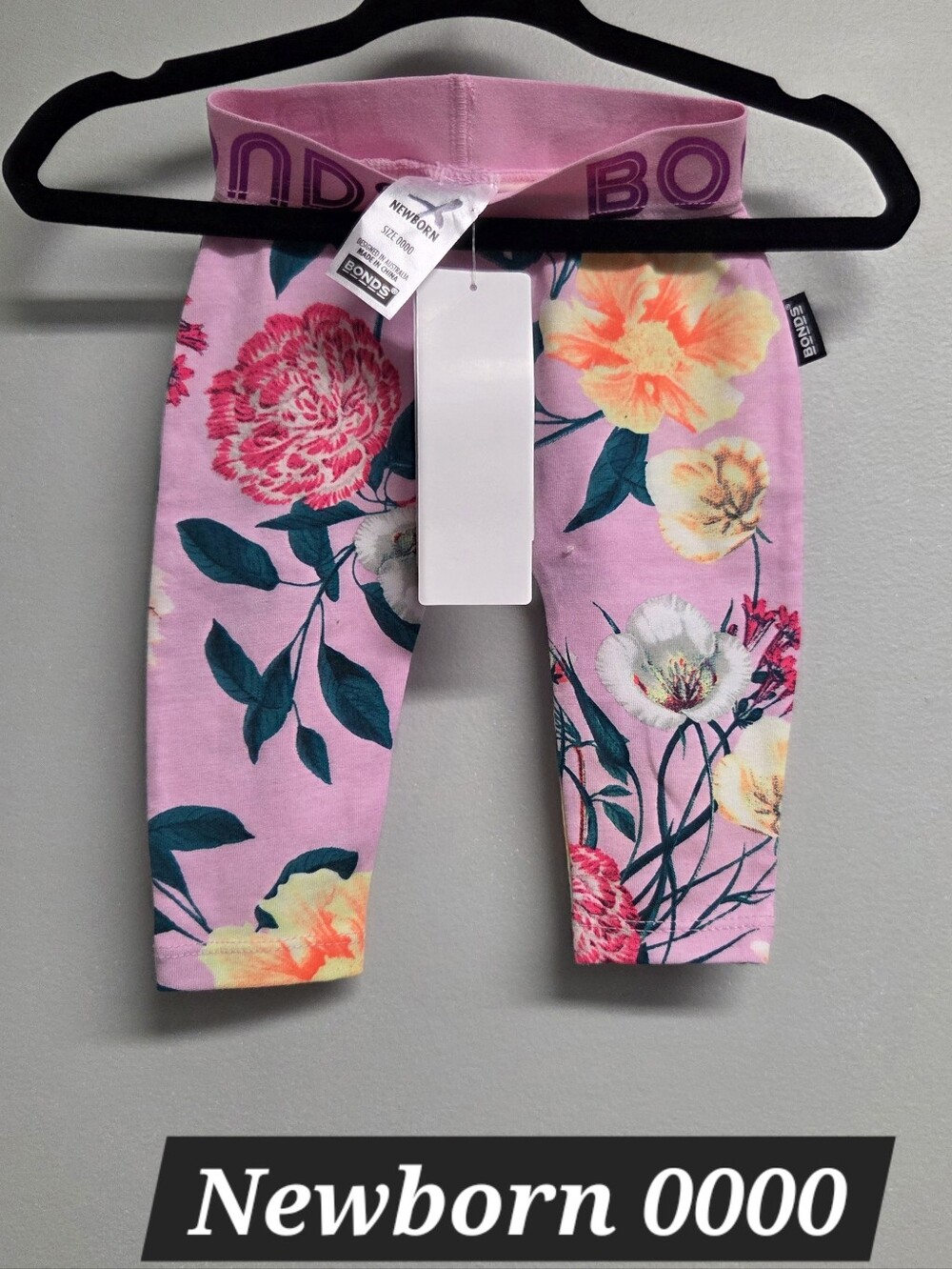 Bonds Pink Floral Baby Leggings Newborn 0000